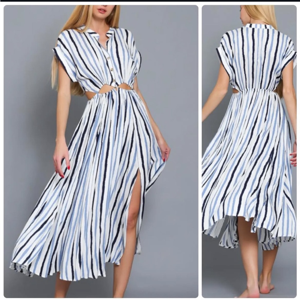 Aakaa Navy and White Maxi Dress worn once
